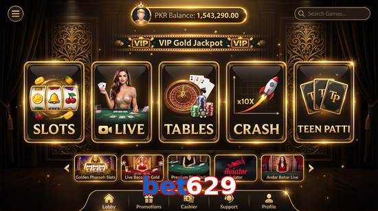 Main screen of Bet629 casino page for PK players
