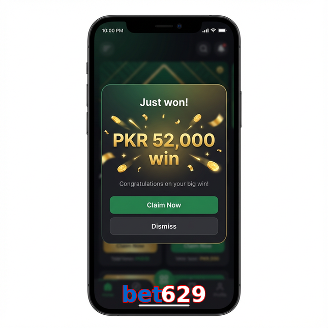 Main screen of Bet629 win page for PK players